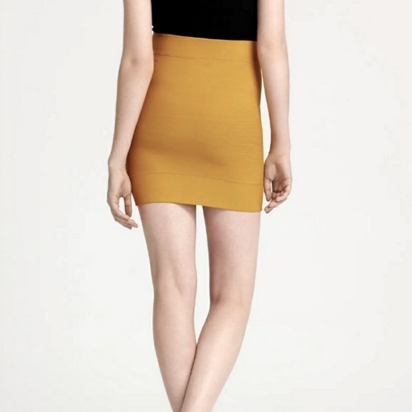 BCBGMaxAzria Yellow Bandage High Waisted Skirt - Picture 2 of 5